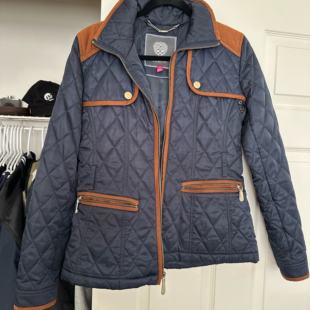 Vince Camuto Women's Quilted Jacket - Navy and Brown